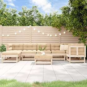 vidaXL Loungegrupp för trädgården med dynor 8 delar massivt trä 3185843