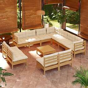 vidaXL Lounge-ryhmä med dynor 12 delar honungsbrun massiv furu 3096872