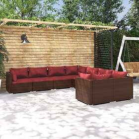 vidaXL Loungegrupp för trädgården med dynor 8 delar konstrotting brun 3102755