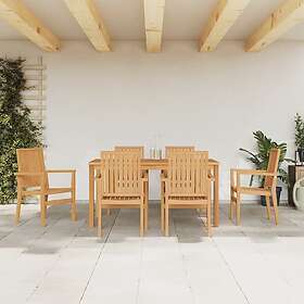 vidaXL Matgrupp för trädgården 7 delar massiv teak 3157916
