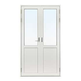 Svenska Fönster Pardörr TR Trä-Alu 3-Glas Höger Linjerat Öppningsbart Vit 13X20-14