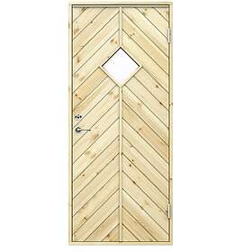 Swedoor Kallförrådsdörr I40G Obehandlad Furu 09X20 Höger Klarglas