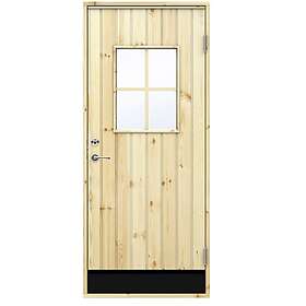 Swedoor Kallförrådsdörr I30G Obehandlad Furu 08X19 Vänster Klarglas