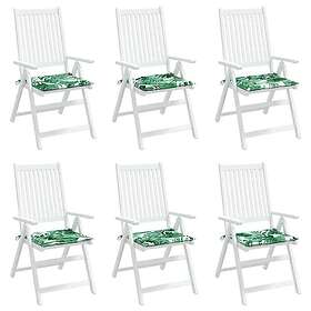 vidaXL Stolsdynor 6 st bladmönster 50x50x3 cm tyg 361070