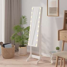 vidaXL Fristående spegel med LED vit 34x37x146 cm 351766