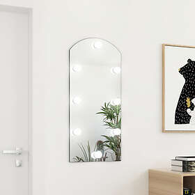 vidaXL Spegel med LED-lampor 90x45 cm glas valvformad (335864+326089) 3102978