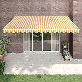 vidaXL Markis infällbar gul och vit 4x3 m tyg&aluminium 3154483