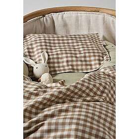 Jotex VERMONT BABY påslakanset vagn/vagga ekologisk Brun/vit rutig