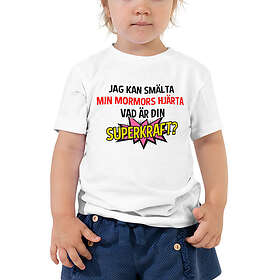 Fotomax T-shirt för barn med texten "Jag kan smälta mormors hjärta vad är din superkraft?"
