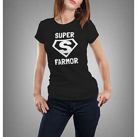 Fotomax T-shirt med bild texten "SUPER FARMOR" Svart