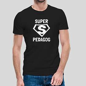Fotomax T-shirt med bild texten "SUPER PEDAGOG" Svart
