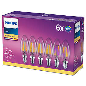 Philips 6-pack LED E14 Kron 4W (40W) Klar 470lm