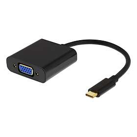 Deltaco USB-C till VGA adapter, USB typ C hane VGA hona 3,5mm USBC-VGA6