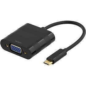 Deltaco USB 3.1 till VGA adapter, USB typ C hane VGA hona, svart USBC-VGA