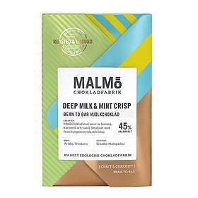 Malmö Chokladfabrik Deep Milk Mint Crisp 45% Ekologisk Bean To Bar 58g