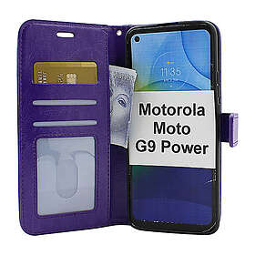 billigamobilskydd.se Crazy Horse Wallet Motorola Moto G9 Power (Lila) 39440