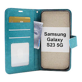 billigamobilskydd.se Crazy Horse Wallet Samsung Galaxy S23 5G (Turkos) 47675