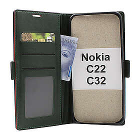 billigamobilskydd.se Lyx Standcase Wallet Nokia C22 C32 (Mörkgrön) 47923