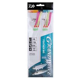 Daiwa Grand Wave Feather Rig 4 #4 Häckla med rosa,gul och vit flash