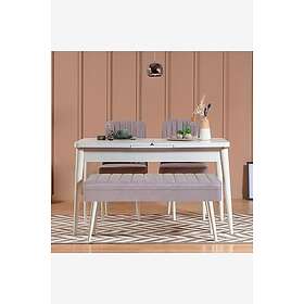 Hanah Home Set med bord och stolar (4 delar) Gina VitGrå 129 90