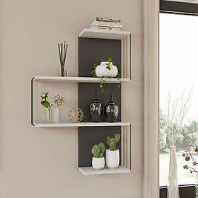 Hanah Home Vägghylla Çambel Furu Vit Mörkgrå 64 96