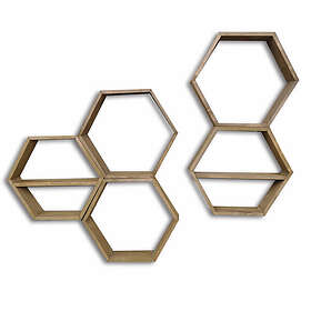 Hanah Home Vägghylla Hex Valnöt 40