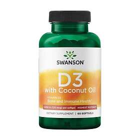 Swanson D3 with Coconut Oil 5000IE 60 Capsules