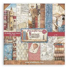 Stamperia Paper Pad Vintage Library 8x8 Tum