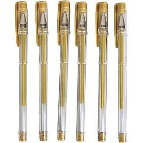Gel kulspetspennor 6 st Spets 0,8 mm Guld