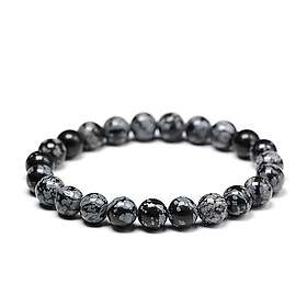 Kristallpunkten Armband Snöflinge Obsidian 8 mm pärlor