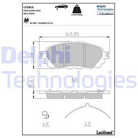 Delphi Bromsbeläggssats, skivbroms LP3815