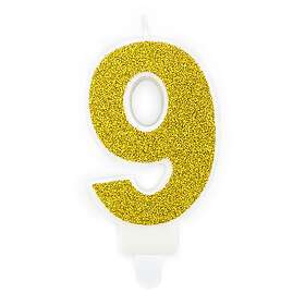 PartyDeco Tårtljus Nummer 9 Guld