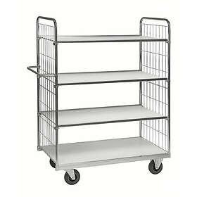 Kongamek Plockvagn Serie 9000 1590x650x1695mm, 300kg, Elförzinkad/Vit, Massivgummihjul, 2 fast 2 länk