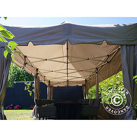 Dancover Snabbtält Depåtält Easy-up tält Eventtält Partytält FleXtents PRO "Peaked" 3x6m Latte, inkl. 6 sidoväggar och 6 dekorativa gardiner