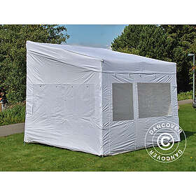Dancover Snabbtält Depåtält Easy-up tält Eventtält Partytält FleXtents PRO Trapezo 3x3m Vit, inkl. 4 sidor
