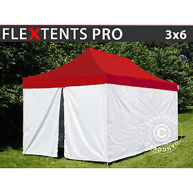 Dancover Snabbtält Depåtält Easy-up tält Eventtält Partytält FleXtents PRO, Medicinskt & Nödsituationstält, 3x3m, Röd/Vit, inkl. 4 sidovägga