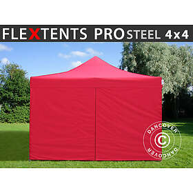 Dancover Snabbtält Depåtält Easy-up tält Eventtält Partytält FleXtents PRO Steel 4x4m Röd, inkl. 4 sidor