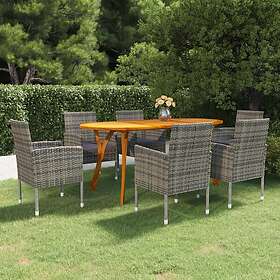 vidaXL Matgrupp för trädgården 7 delar grå 3072055