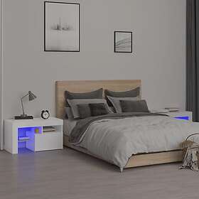 vidaXL Sängbord med LEDs 2 st vit högglans 70x36,5x40 cm 3152774