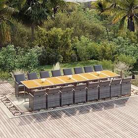 vidaXL Matgrupp för trädgården med dynor 17 delar konstrotting grå 3095686