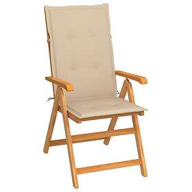 vidaXL Trädgårdsstol med beige dynor massivt teakträ 3062349