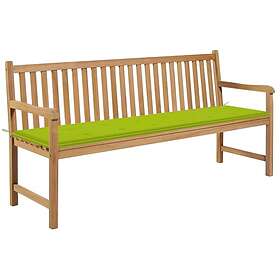vidaXL Trädgårdsbänk med ljusgrön dyna 175 cm massiv teak 3062795