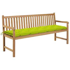 vidaXL Trädgårdsbänk med ljusgrön dyna 175 cm massiv teak 3062810