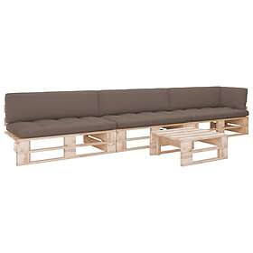 vidaXL Pallsoffgrupp med dynor 4 delar impregnerad furu 3066753