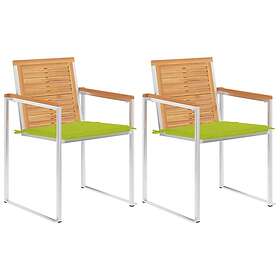 vidaXL Trädgårdsstolar 2 st med dynor massiv teak och stål 3061526