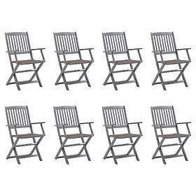 vidaXL Chaises de jardin pliantes 8 pcs bois d'acacia massif avec coussins 30782