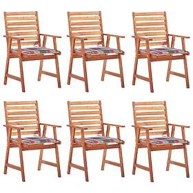 vidaXL Trädgårdsstolar 6 st med dynor massivt akaciaträ 3078360