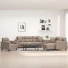 vidaXL Soffgrupp med kuddar 4 delar Taupe mikrofibertyg 3154007