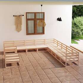 vidaXL Loungegrupp 11 delar massiv furu 3075934
