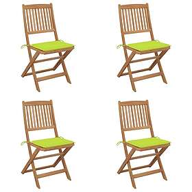vidaXL Hopfällbara trädgårdsstolar med dynor 4 st massivt akaciaträ 3064682